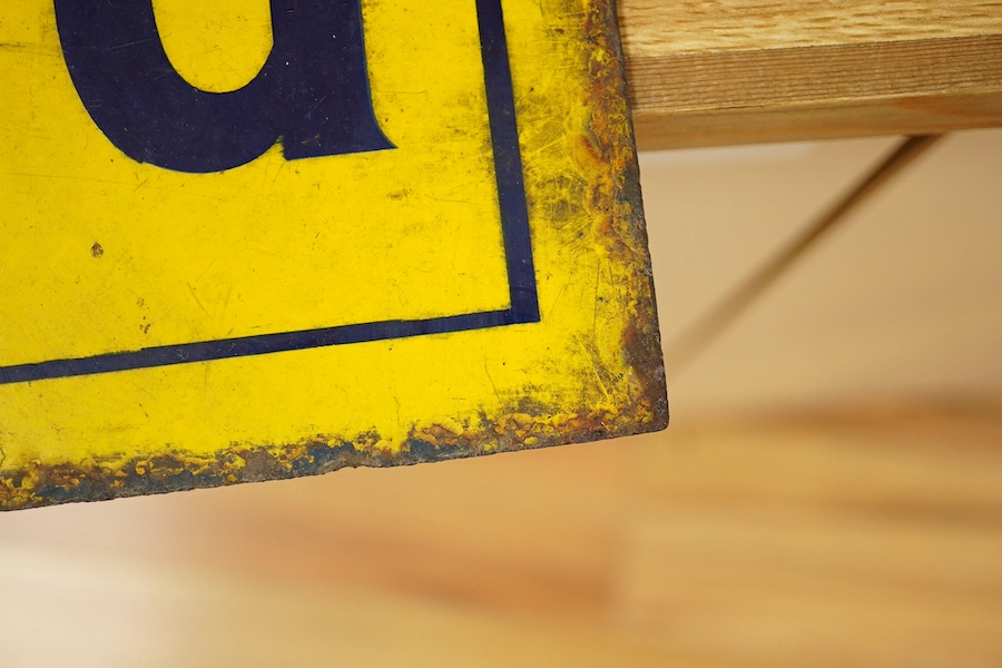An early 20th century Colman's Mustard enamel sign, dated April ‘06 and with ‘Patent Enamel Co Ld B’ham & London’ to the bottom edge, 35.5cm x 46cm. Condition - fair, some surface rust and losses to the enamel.